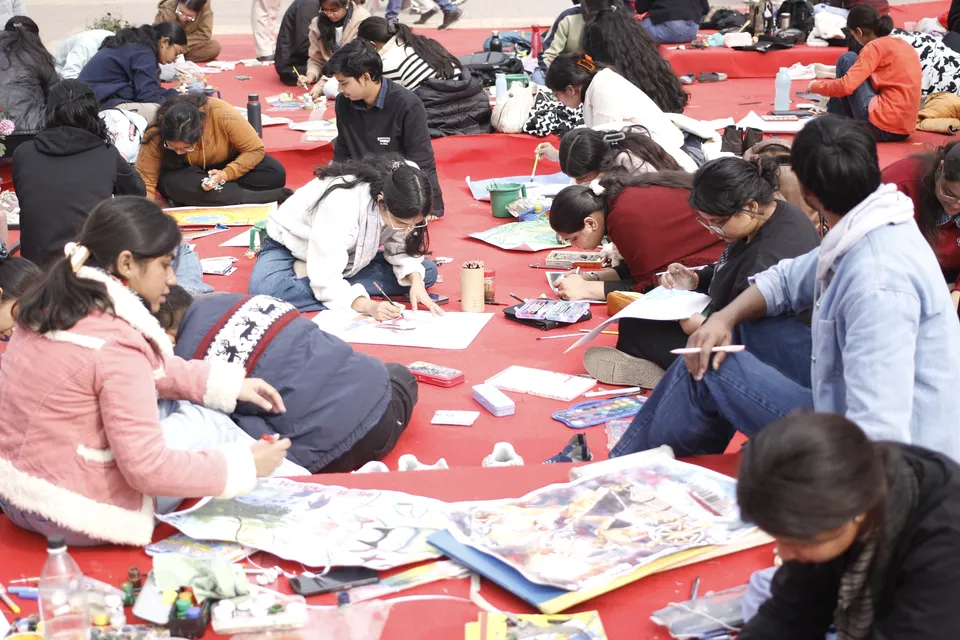 Participants sketch at the drawing workshop